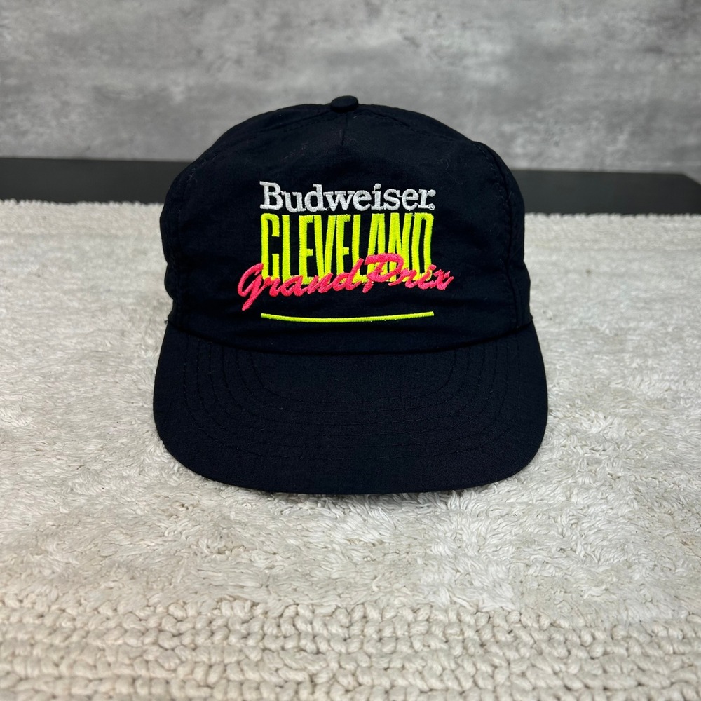 90s Vintage Budweiser Grand Prix Snapback Hat OSFA Cleveland Beer Racing Dad Cap